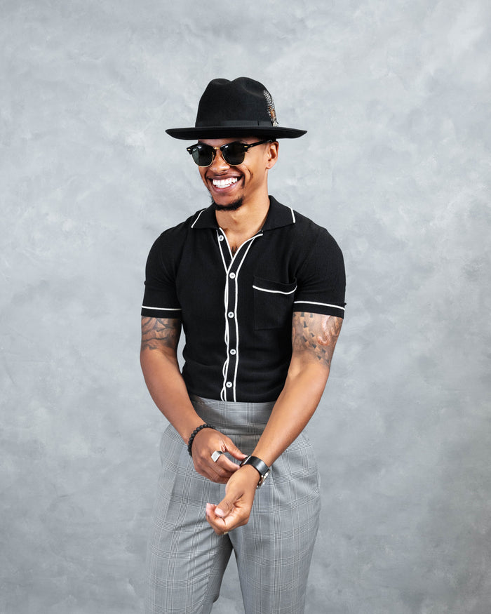 Southern Gents Knit Polo - Tipped Black