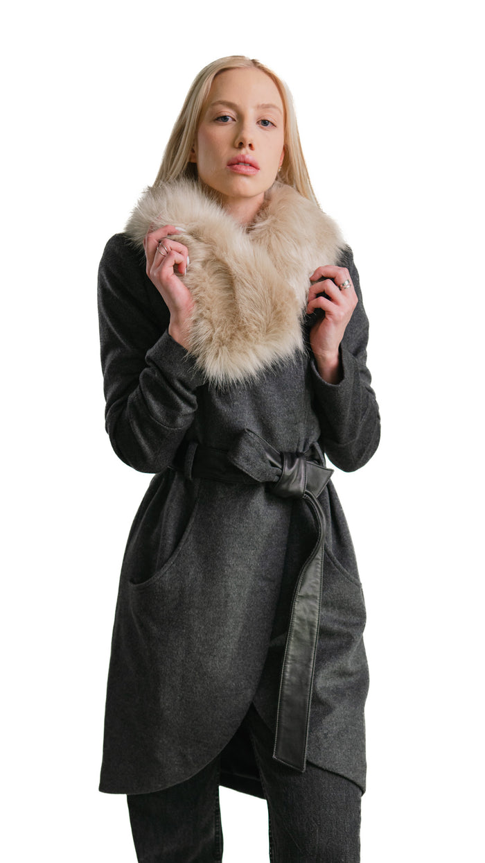Shasha Jacket with faux fur collar