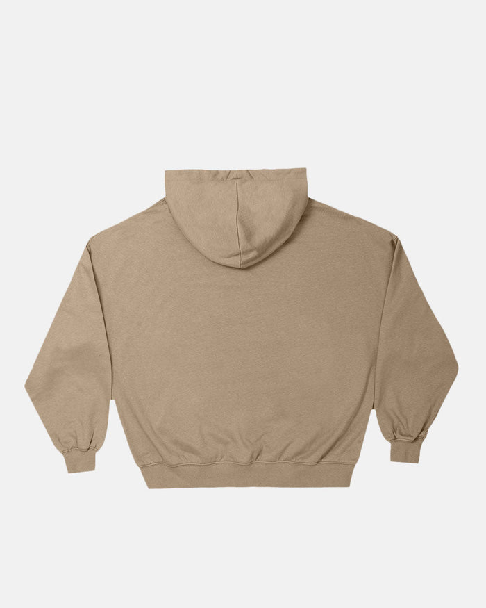 SILICONE DETAIL HOODIE SHADY BROWN - brown oversized hoodie, back view - Cold Culture