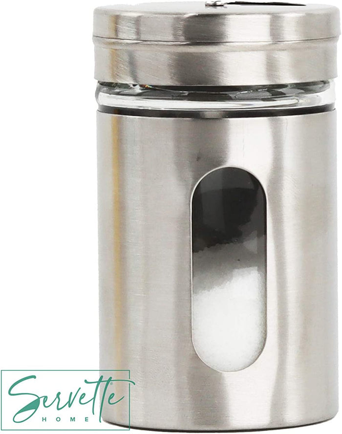 Silver Retro Salt & Pepper Glass Jar Single Shaker