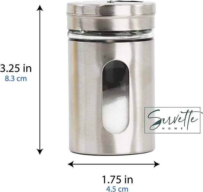 Silver Retro Salt & Pepper Glass Jar Single Shaker
