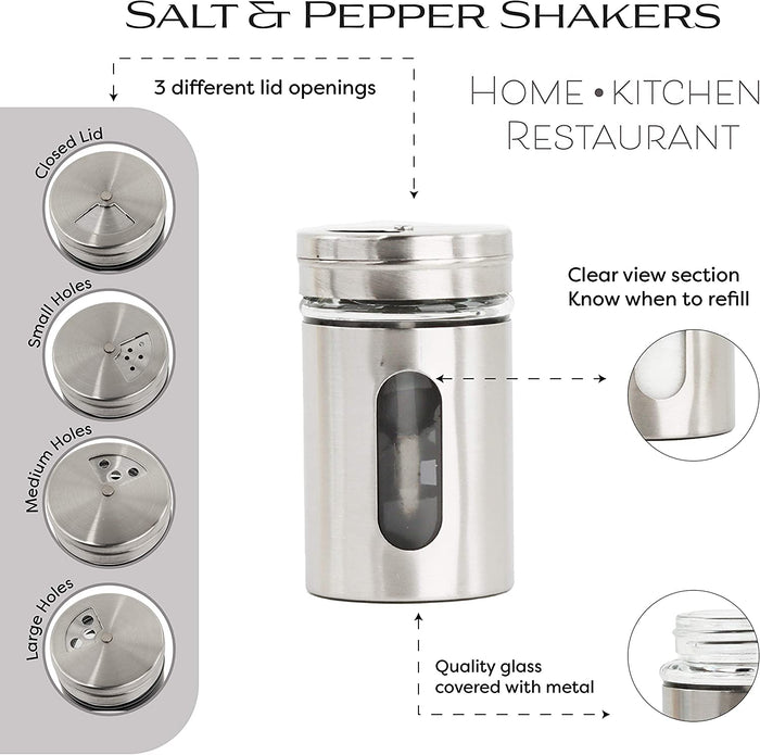 Silver Retro Salt & Pepper Glass Jar Single Shaker