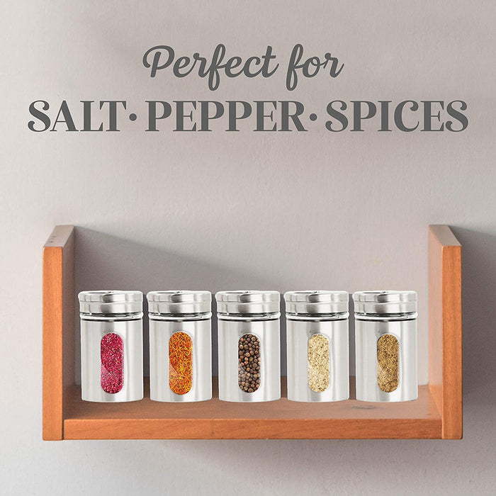 Silver Retro Salt & Pepper Glass Jar Single Shaker