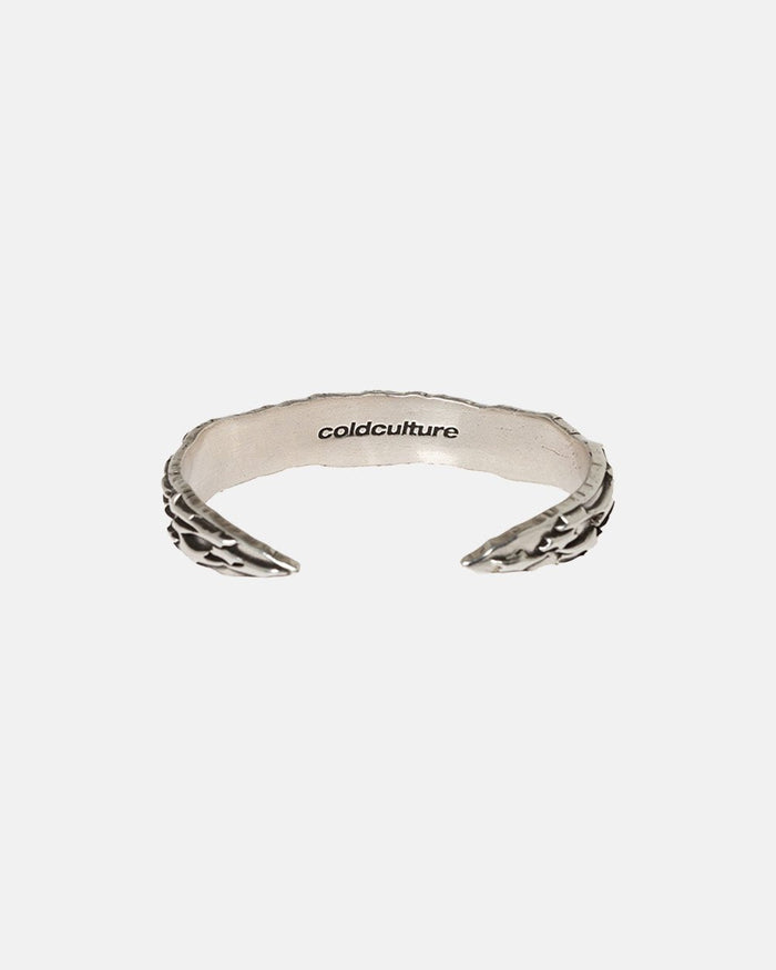 SKY BLUE BRACELET - silver textured cuff bracelet, back view - Cold Culture
