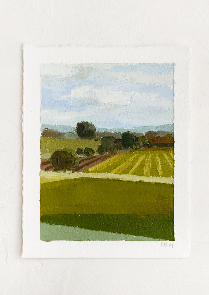 An original still life landscape painting on paper.