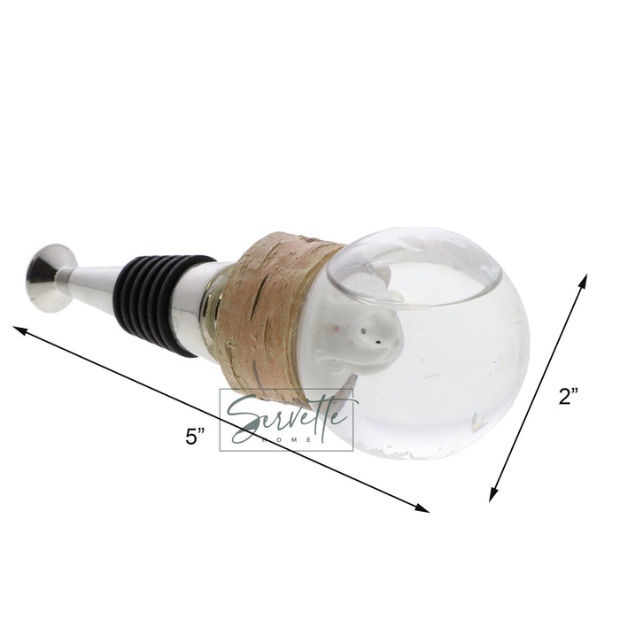 Snow Globe Wine Stopper with White Polar Bear