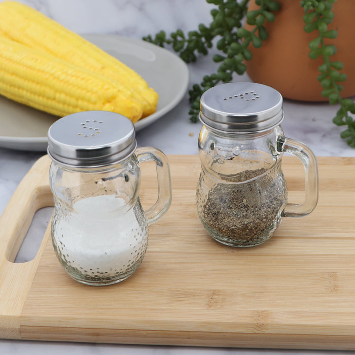 glass jar salt and pepper shakers