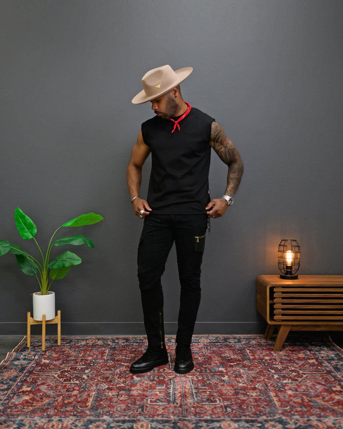 Southern Gents Slim Cargo Trousers - Black