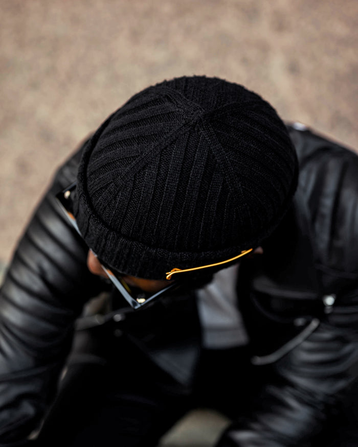 Southern Gents Cashmere + Merino Fisherman Beanie - Black