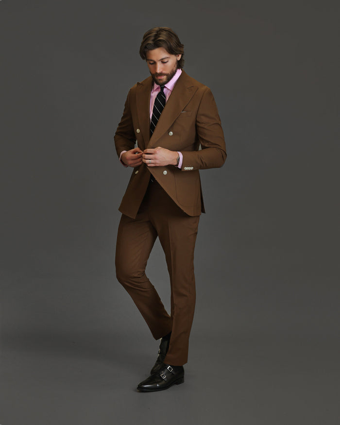 Southern Gents Double Breasted Blazer - Tobacco Brown