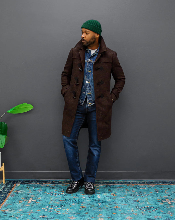 Southern Gents Duffle Coat - Brown Donegal Herringbone