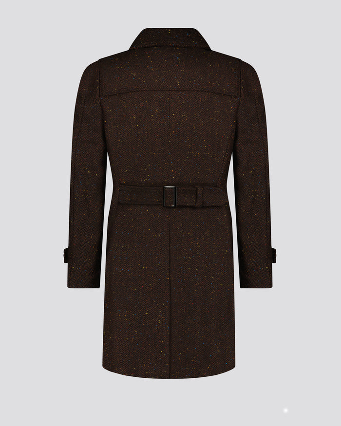 Southern Gents Duffle Coat - Brown Donegal Herringbone