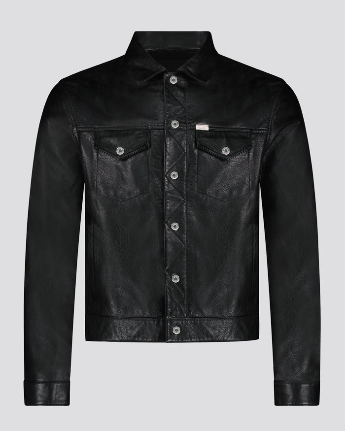 Southern Gents Signature Leather Trucker Jacket - Black