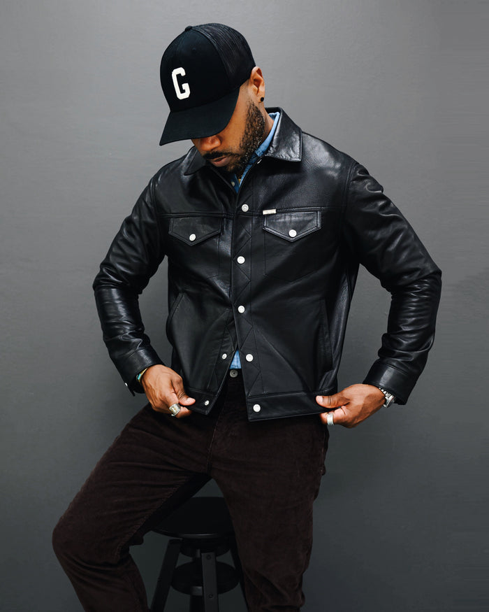 Southern Gents Signature Leather Trucker Jacket - Black