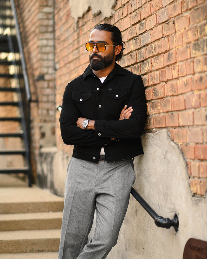 Southern Gents Suede Trucker Jacket - Black
