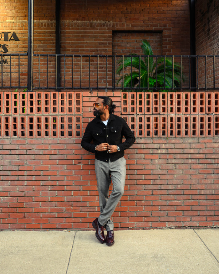 Southern Gents Suede Trucker Jacket - Black