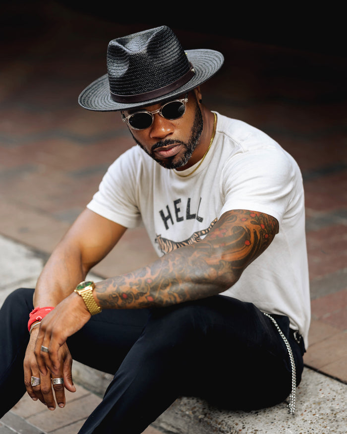 Southern Gents Geoffrey Straw Fedora - Black