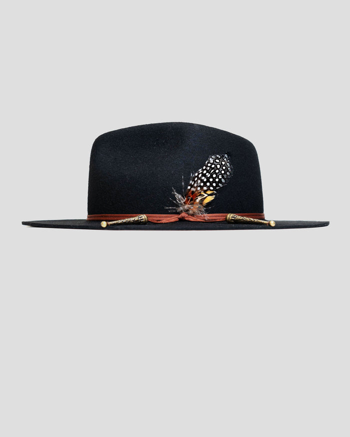 Southern Gents Lone Star Fedora Hat - Black