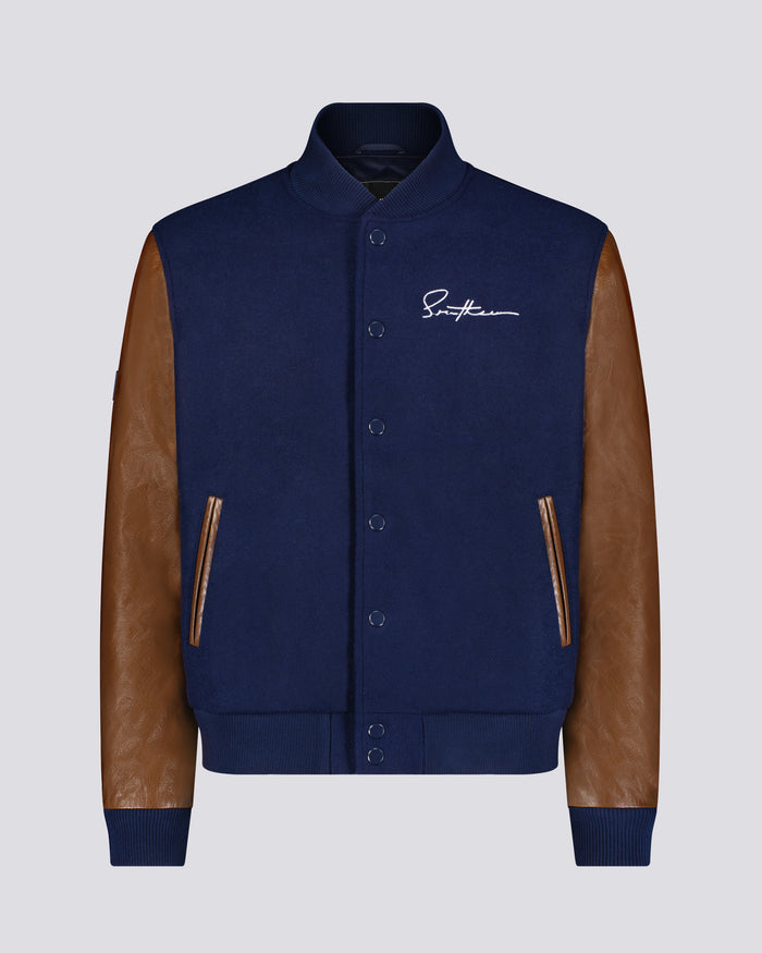 Southern Gents Signature Vintage Varsity Jacket - Navy + Brown