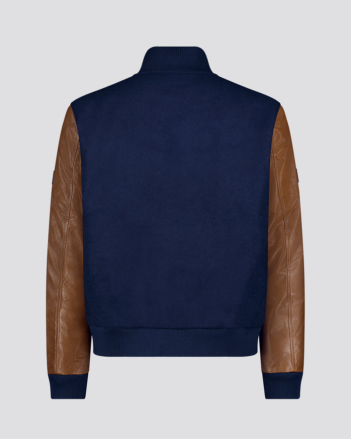 Southern Gents Signature Vintage Varsity Jacket - Navy + Brown