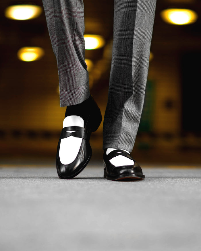 Southern Gents Smithson Penny Loafer - Black + White
