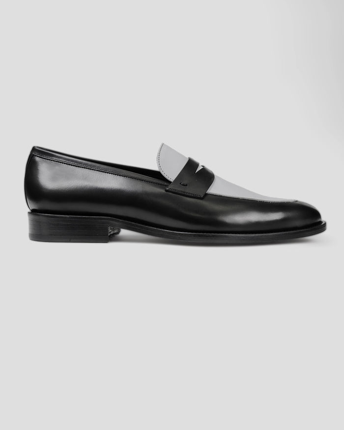 Southern Gents Smithson Penny Loafer - Black + White