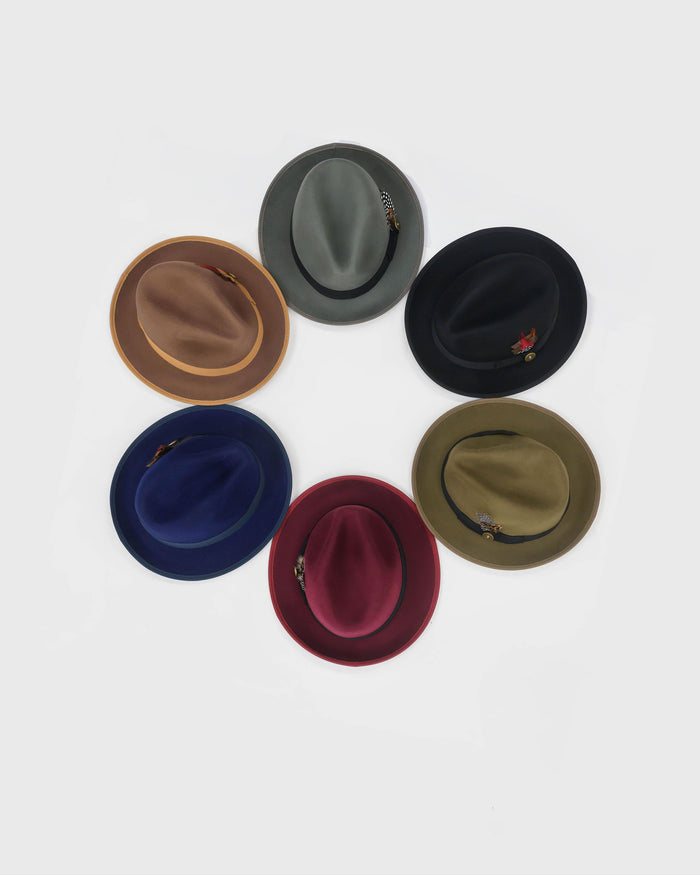 Southern Gents Trilby Soft Brim Fedora - Black Navy Grey Olive Burgundy Brown