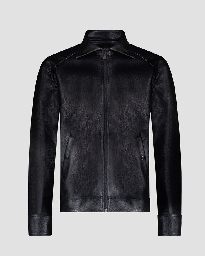 Southern Gents Leather Trucker Jacket - Black
