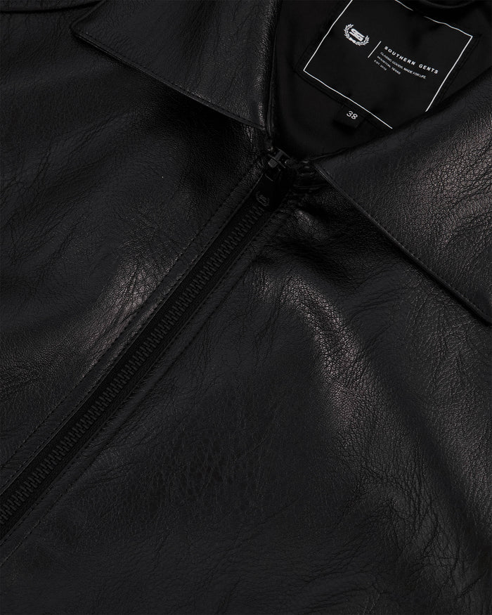 Southern Gents Leather Trucker Jacket - Black
