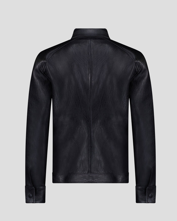 Southern Gents Leather Trucker Jacket - Black