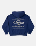 SPARKLY HOODIE COSMIC BLUE - navy blue oversized hoodie, back view - Cold Culture