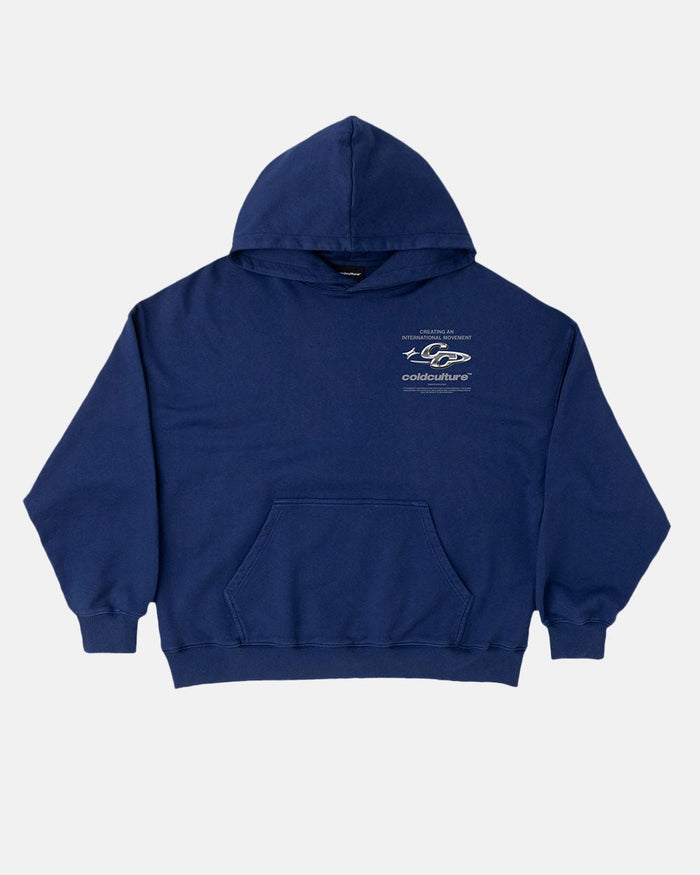 SPARKLY HOODIE COSMIC BLUE - navy blue oversized hoodie, front view - Cold Culture