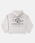 SPARKLY HOODIE PEARL GREY - pearl grey oversized hoodie, back view - Cold Culture