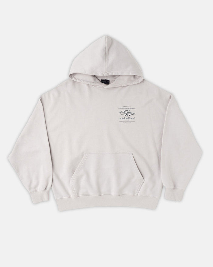 SPARKLY HOODIE PEARL GREY - pearl grey oversized hoodie, front view - Cold Culture