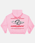 SPARKLY HOODIE PINK - pink graphic print hoodie, back view - Cold Culture
