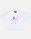 SPIDER TEE WHITE - white graphic print tee, front view - Cold Culture