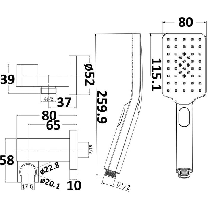 Messina Hand Held Shower Rail - Acqua Bathrooms
