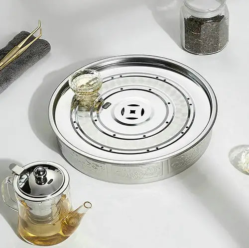 Stainless Steel Tea Tray / Saucer / Board with Water Tank 5 Variations - King Tea Mall
