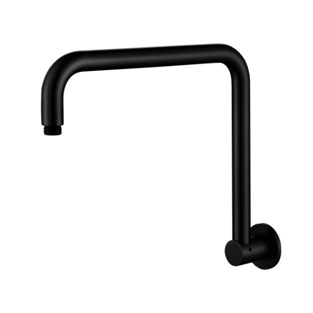Star Round Matt Black Shower Arm - Acqua Bathrooms
