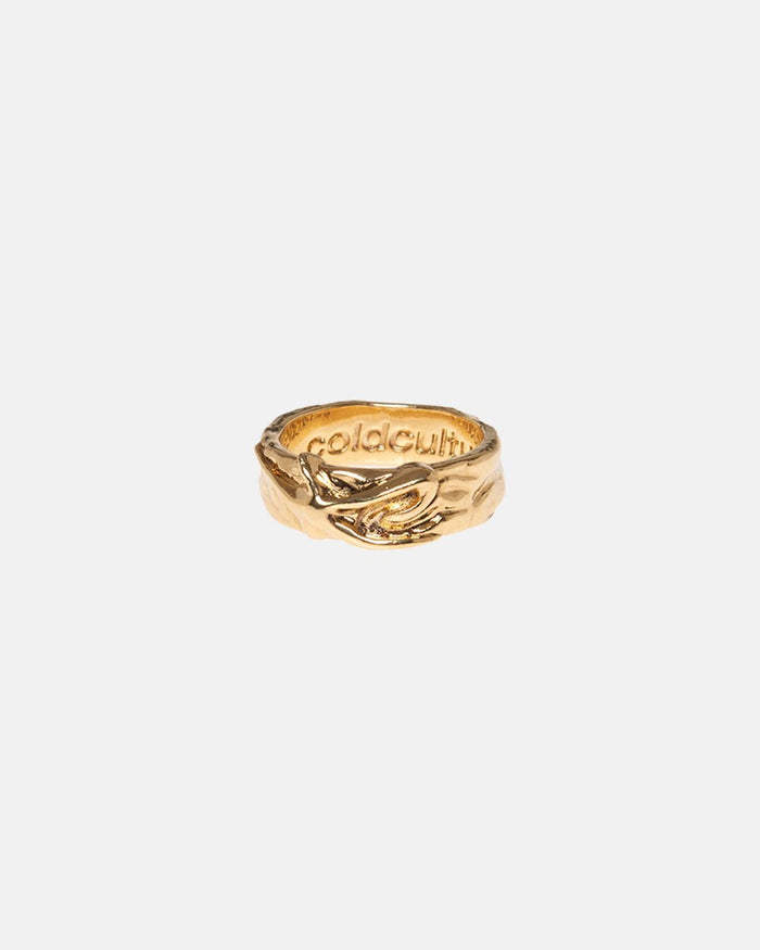 STARFISH RING - gold sculpted band ring, front view - Cold Culture