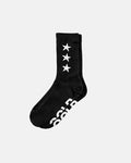 STARRY SOCKS BLACK - black star print socks, front view - Cold Culture