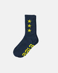 STARRY SOCKS DARK NAVY - navy blue star print socks, front view - Cold Culture