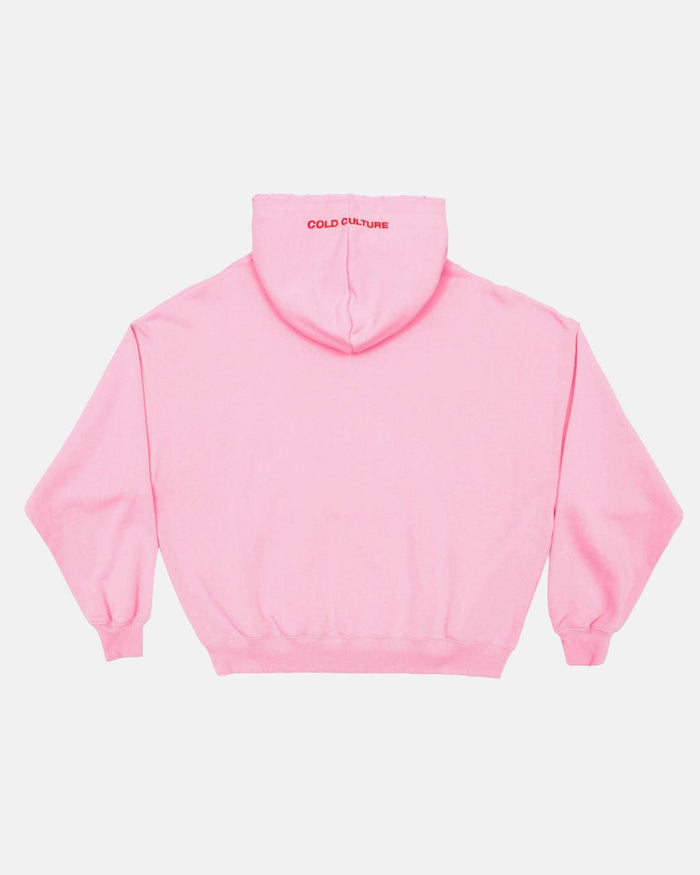 STARS HOODIE PANTHER PINK - pink oversized hoodie, back view - Cold Culture