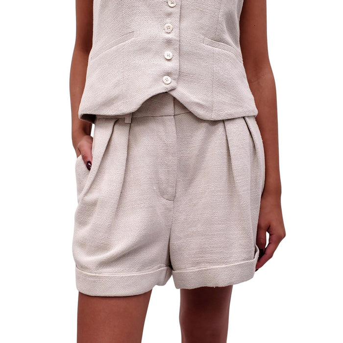 STAUD LINEN VEST SHORT SET - SIZE M