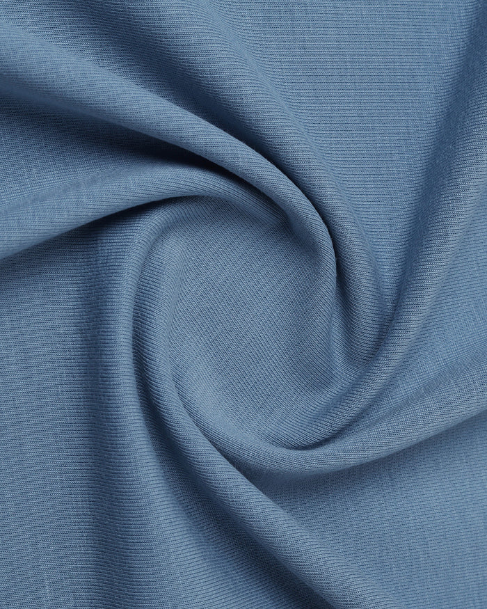 Steel Blue Crew Neck Printed T-Shirt - Petunia