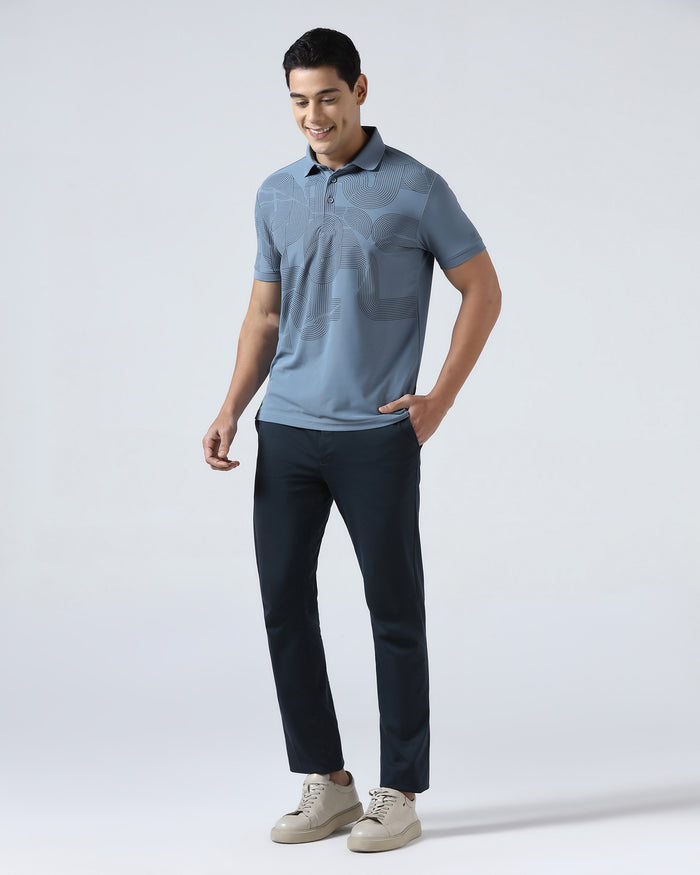 Steel Blue TechPro Printed Polo - Neville