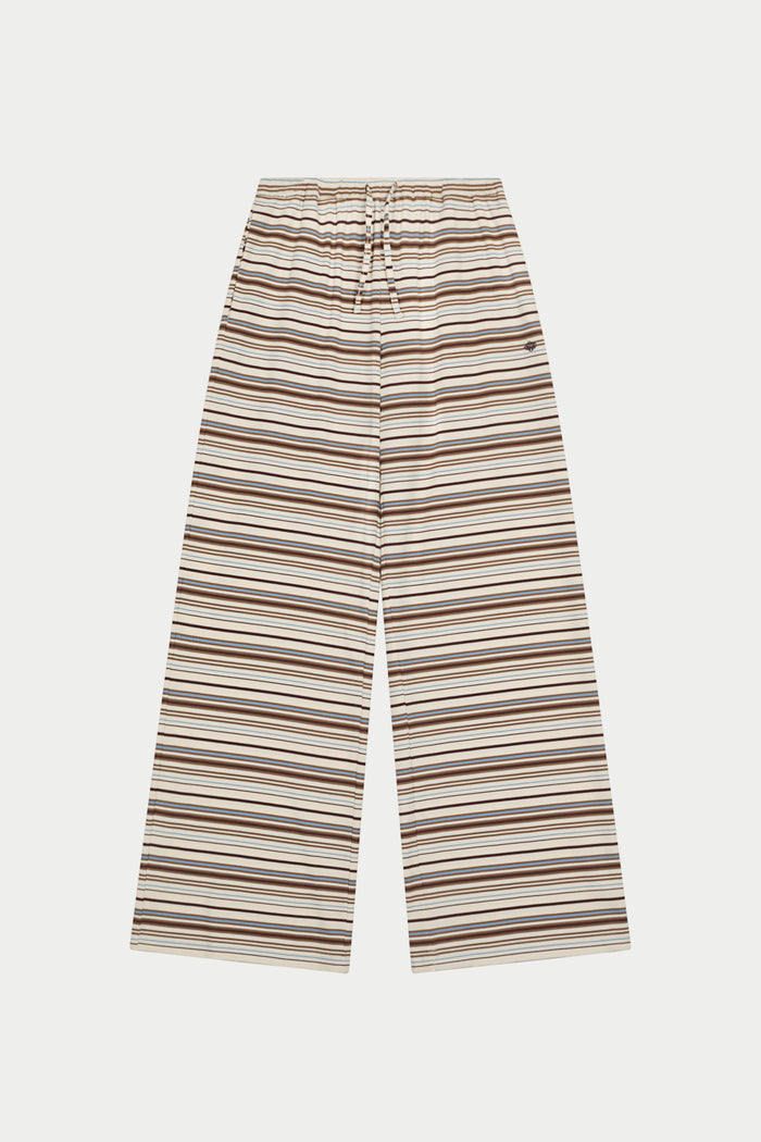 STRIPE WIDE LEG TROUSERS - BEIGE
