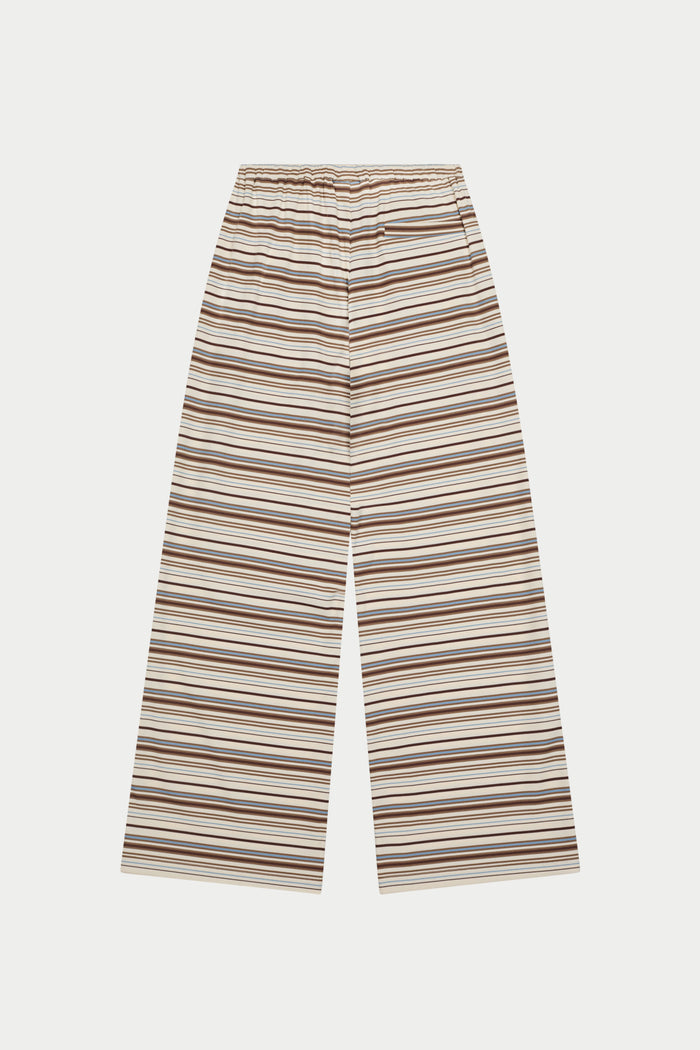 STRIPE WIDE LEG TROUSERS - BEIGE