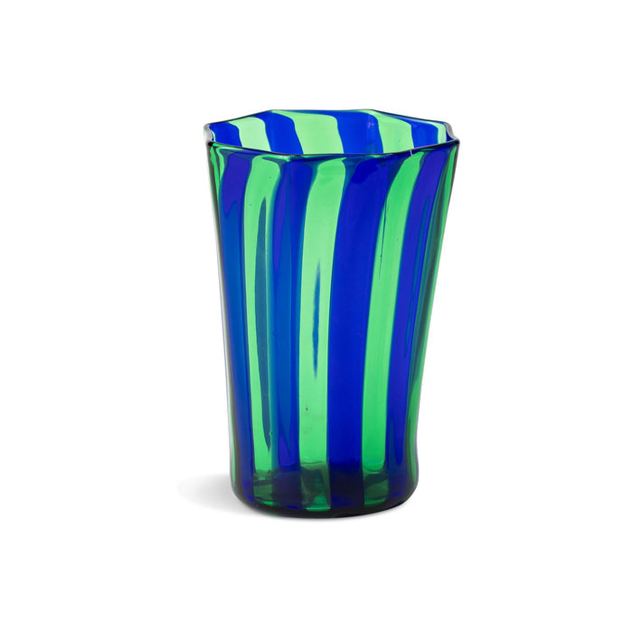 Striped Hexagonal Murano Glass Tumbler Blue & Green Eleish Van Breems Home