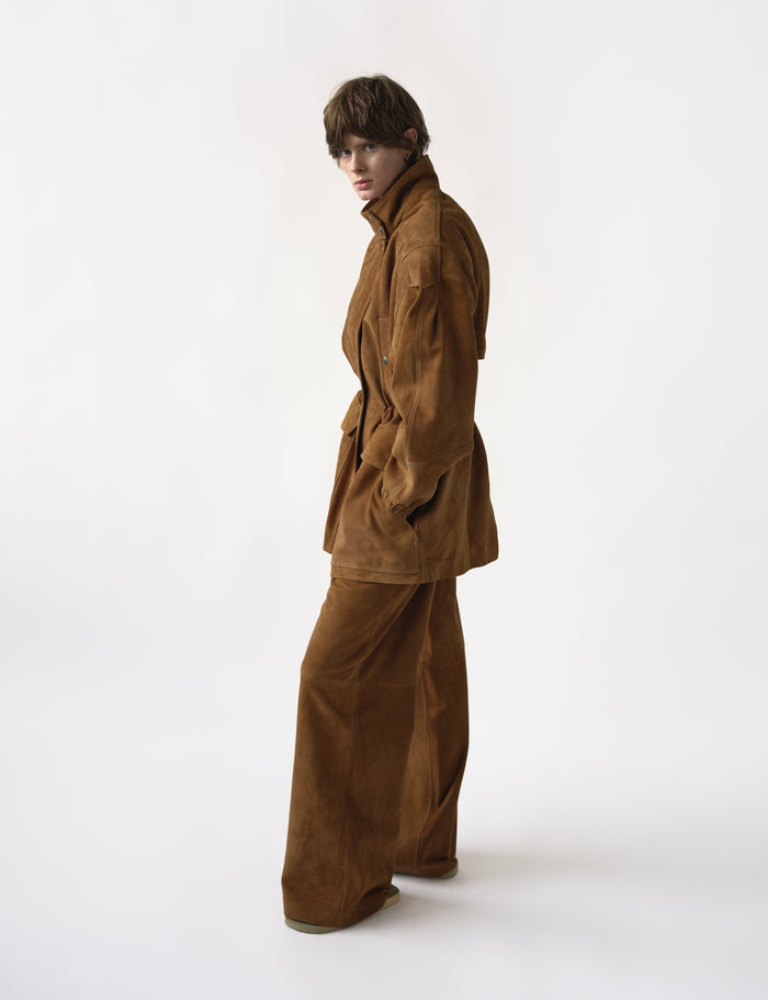 SUEDE PARKA IN CARAMEL